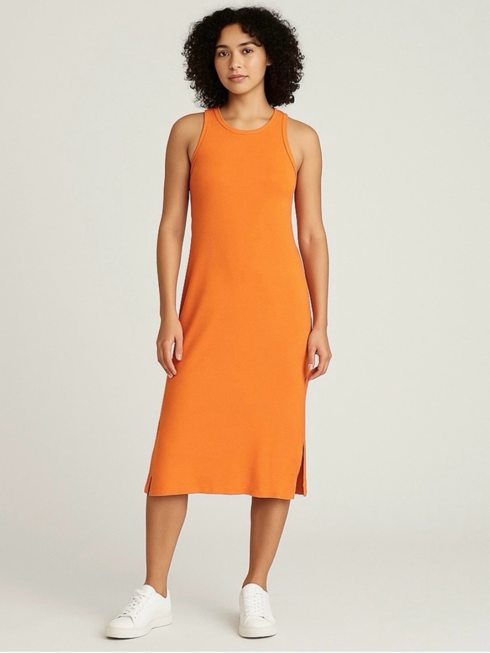 Pact stretch rib cotton midi dress.